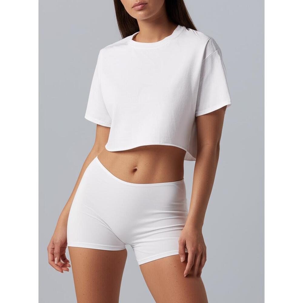 Abercrombie & Fitch Soft AF Essentials White Cotton Short Sleeve Crop Top Size S